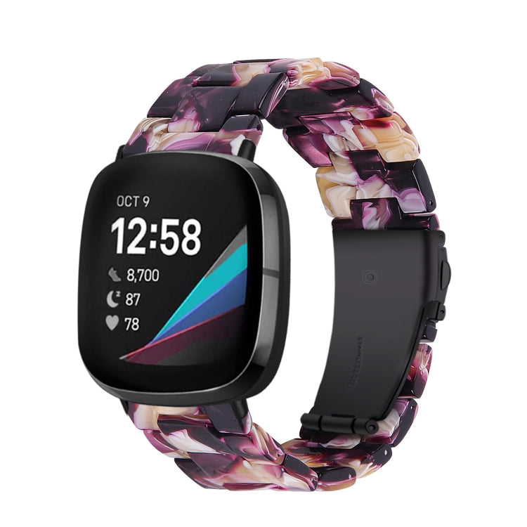 Universal resin watch band with purple and pink floral-style links