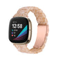 Ivory resin link watch band with molded pattern, smartwatch mounted