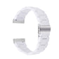 White resin watch band with linked segments and metal clasp
