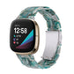 Teal and clear resin smartwatch band with interlocking links for Fitbit Versa and Sense