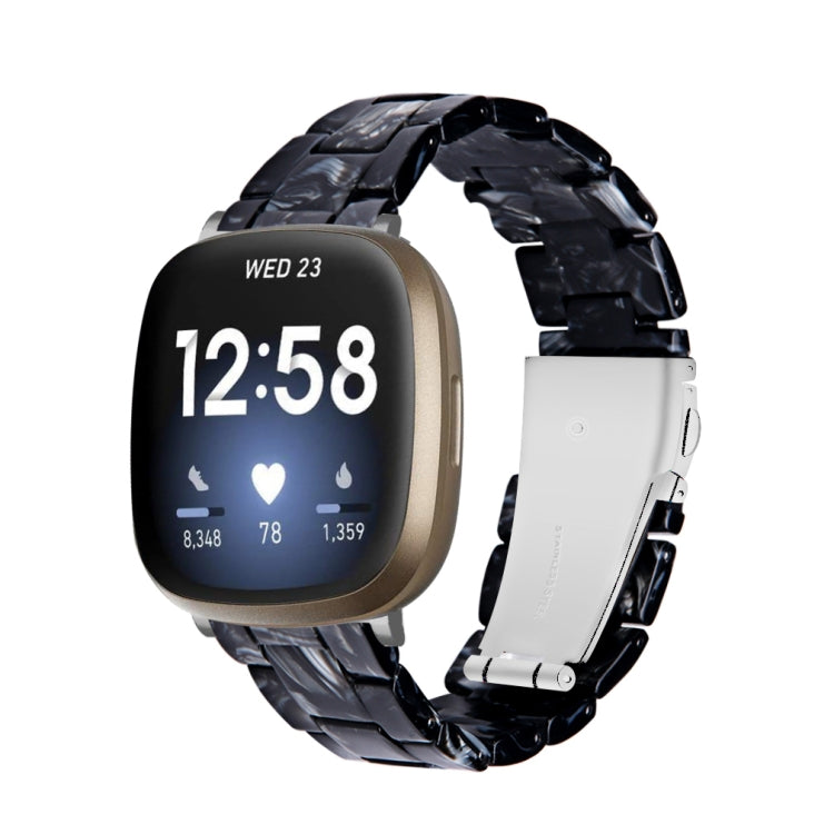 Universal resin watch band with black patterned links and white connector band