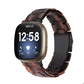 Universal resin watch band with dark brown tortoise-style link pattern, smartwatch shown