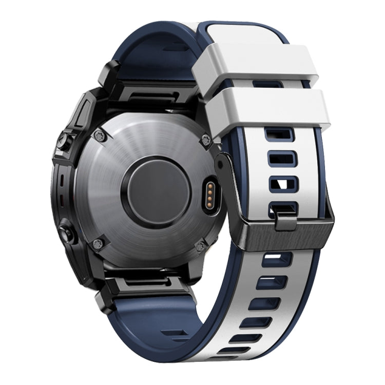 Two-tone silicone watch band, dark blue and light blue, quick-release clasp