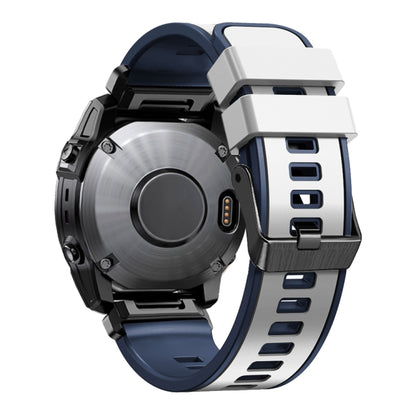 Two-tone silicone watch band, dark blue and light blue, quick-release clasp