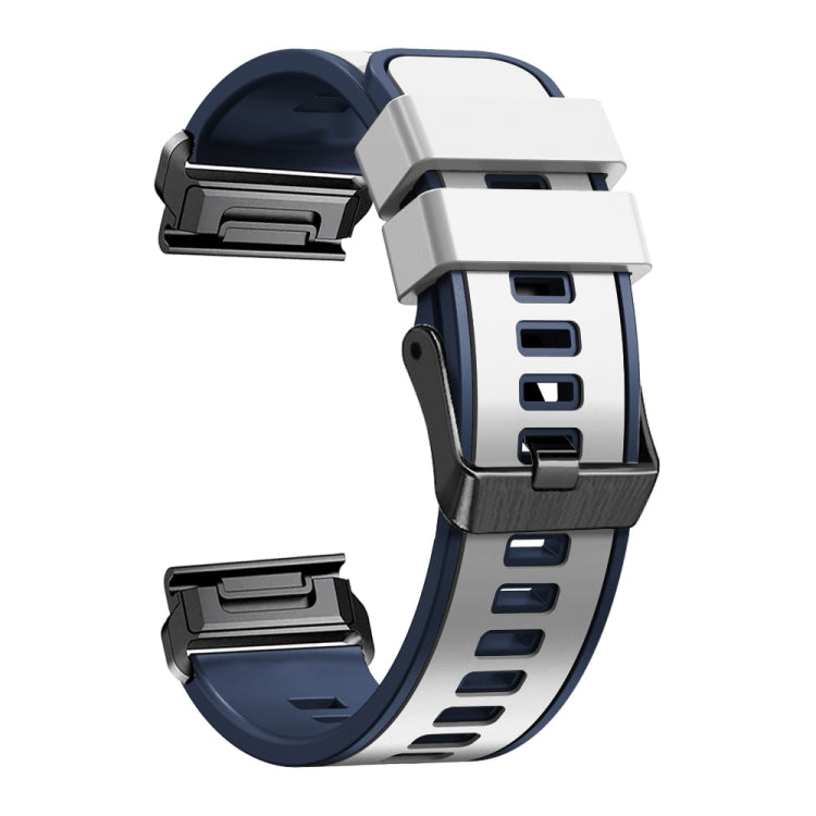 Two-tone silicone watch band, dark blue and light gray, quick-release clasp