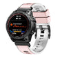 Two-tone silicone watch band, pink and light silver, quick-release clasp