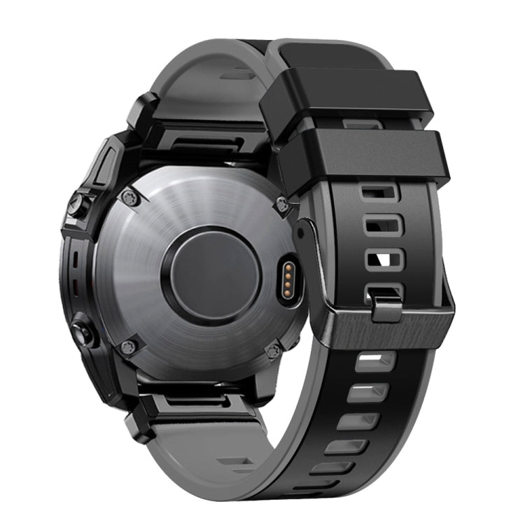 Two-tone silicone watch band, charcoal gray and black, quick-release clasp