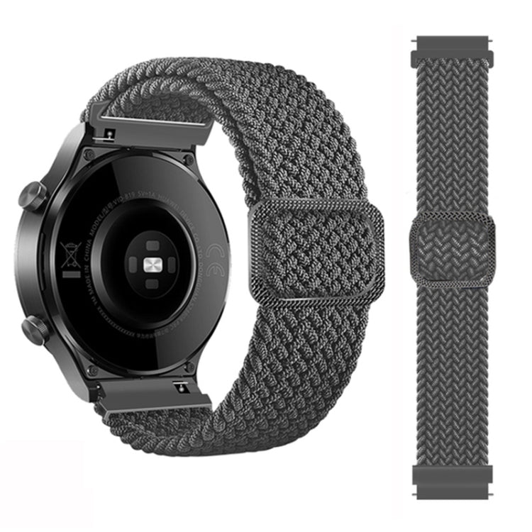 Adjustable braided nylon watch band with gray knit fabric and gray buckle for Garmin Fenix 7