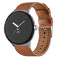 Brown genuine leather watch band with silver buckle and perforated stitch holes