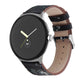 Dark blue genuine leather watch band with light brown backing and perforated stitch holes