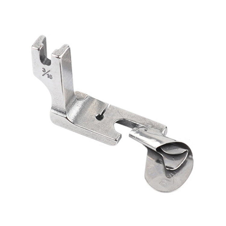 Rolled hem presser foot marked 3/16 for narrow fabric edge turning