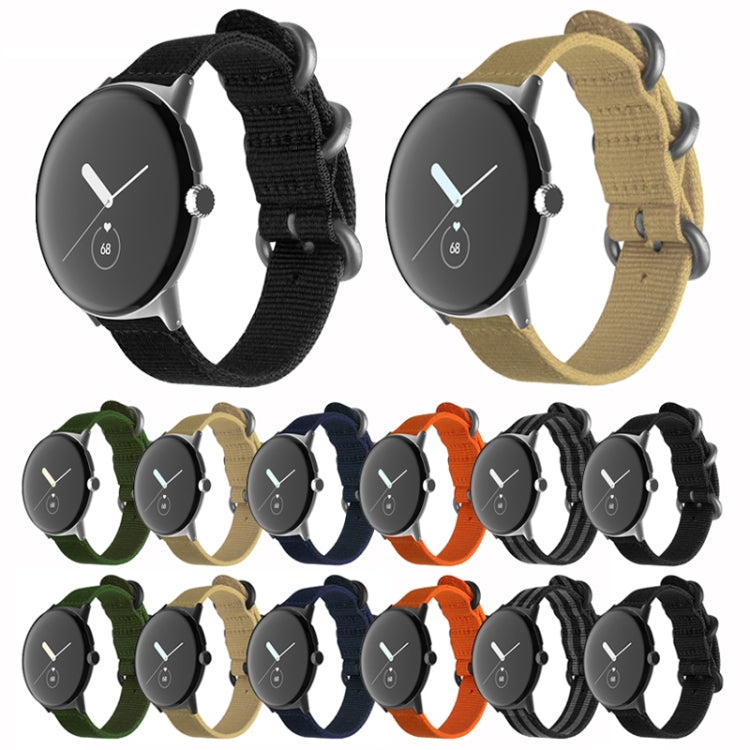 Woven Nylon Steel Buckle Watch Band, For Google Pixel Watch 5 / 4 / 3 / 2 / 1 41mm