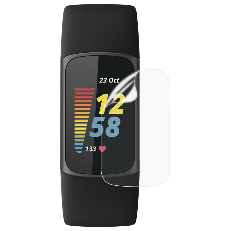 Soft hydrogel film watch screen protector, clear cover fitted on black smartwatch display