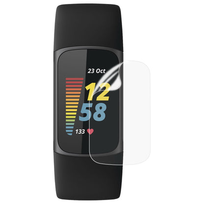 Soft hydrogel film watch screen protector, clear cover fitted on black smartwatch display