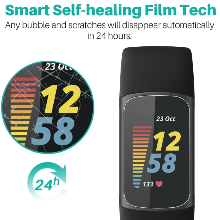 Soft hydrogel film watch screen protector on black smartwatch, clear protective layer