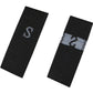 Polyester size label strips, black fabric with size markings in white