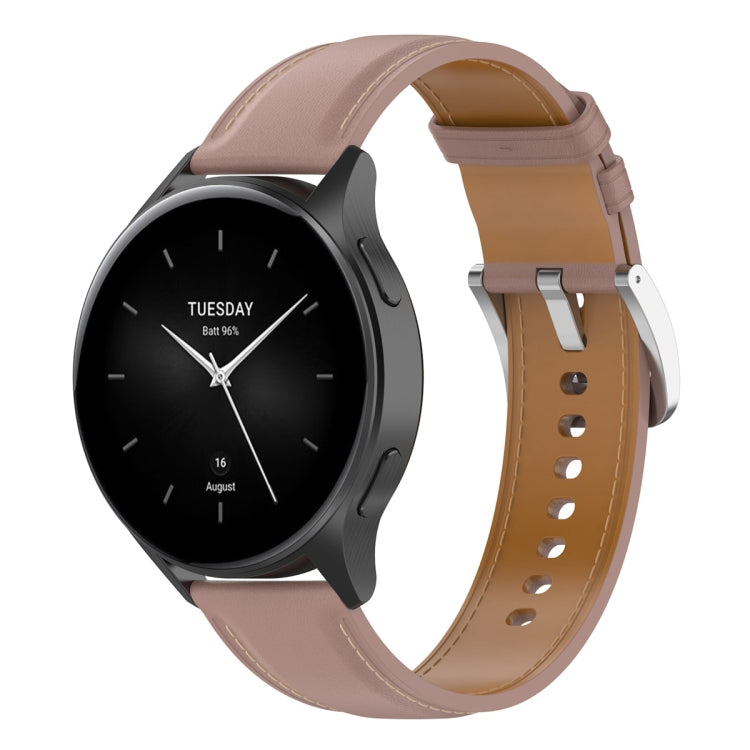 22mm genuine leather watch band in light brown with metal clasp and punched holes