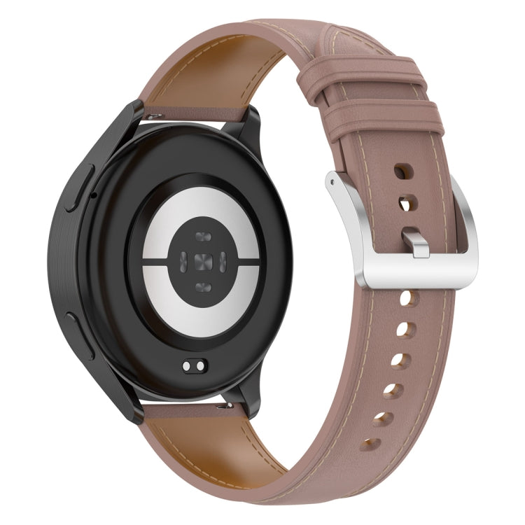 22mm genuine leather watch band in light brown with metal buckle and perforated holes