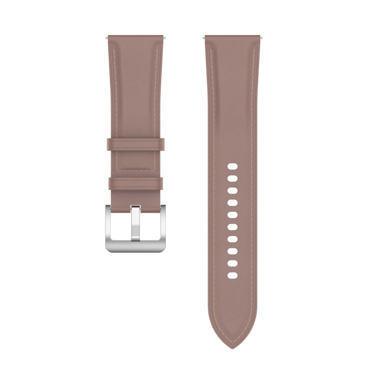 22mm genuine leather watch band in light brown with metal clasp and strap holes