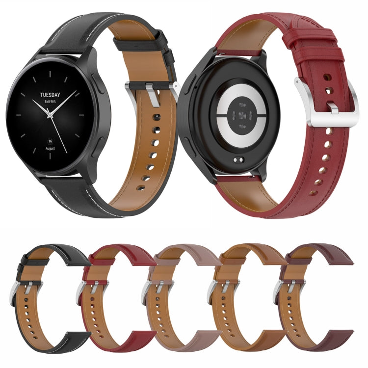 Set of leather watch bands for smartwatch, shown in multiple colors with metal buckles