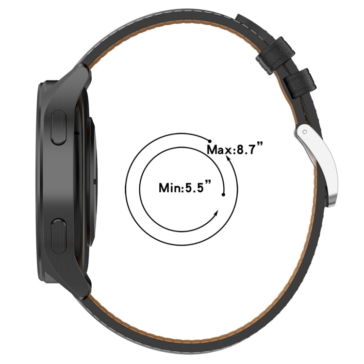 22mm genuine leather watch band with size guide: Max 8.7 in, Min 5.5 in
