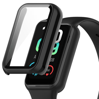 Protective watch case with integrated tempered glass, black frame, for Amazfit Band 7
