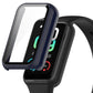 Protective watch case with integrated tempered glass, navy/blue frame, for Amazfit Band 7