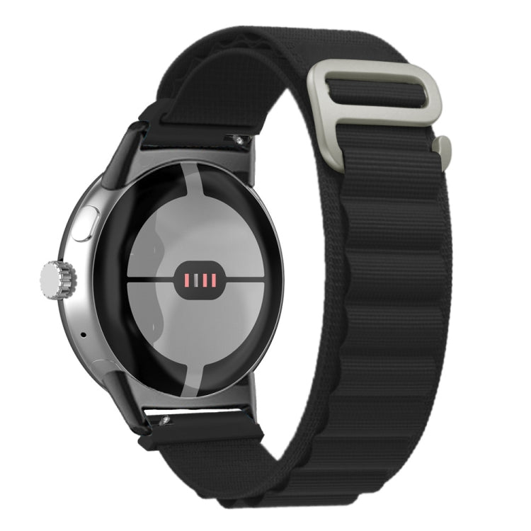 Nylon Loop Black Connector Watch Band, For Google Pixel Watch 5 / 4 / 3 / 2 / 1 41mm