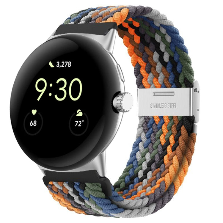 Multicolor woven nylon watch band with metal buckle, for 41mm smartwatch.