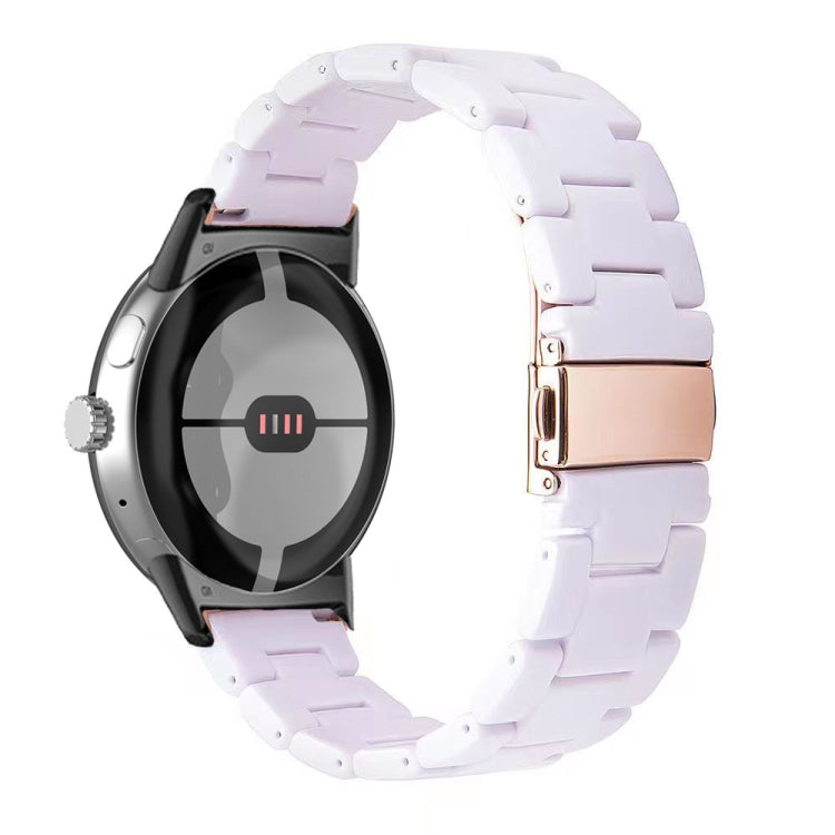 Three-beads resin watch band with white links for 41mm Pixel Watch
