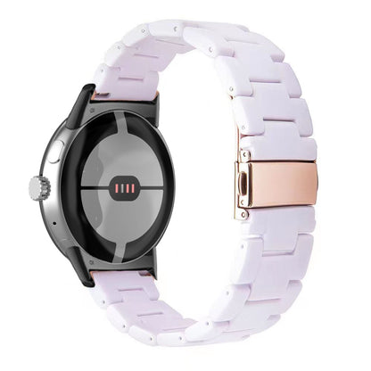 Three-beads resin watch band with white links for 41mm Pixel Watch