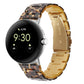 Three-beads resin watch band in leopard pattern with gold clasp for 41mm Pixel Watch