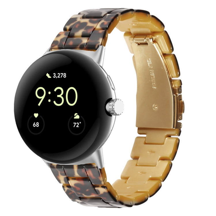 Three-beads resin watch band in leopard pattern with gold clasp for 41mm Pixel Watch