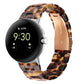Three-beads resin watch band with tortoise/hawksbill pattern and gold clasp for 41mm Pixel Watch