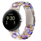 Three-beads resin watch band in transparent purple-tinted links with silver clasp for 41mm Pixel Watch
