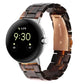 Three-beads resin watch band for 41mm Pixel Watch, brown tortoise-style translucent links.