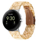 Three-beads resin watch band for 41mm Pixel Watch, beige marble-like translucent links.