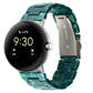 Three-beads resin watch band for 41mm Pixel Watch, deep teal translucent three-link style.