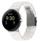 Three-beads resin watch band for 41mm Pixel Watch, white translucent three-link style.