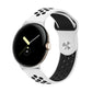 Two-color reverse buckle silicone watch band, white and black with dotted paw-print design