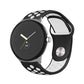 Two-color reverse buckle silicone watch band, black and white with paw-print perforations