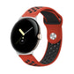 Two-color silicone watch band with reverse buckle, red and black with paw print holes