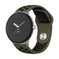 Two-color silicone watch band with reverse buckle, dark olive and black with perforated holes