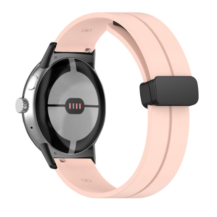 Light pink silicone watch band with folding buckle for 41mm smart watch