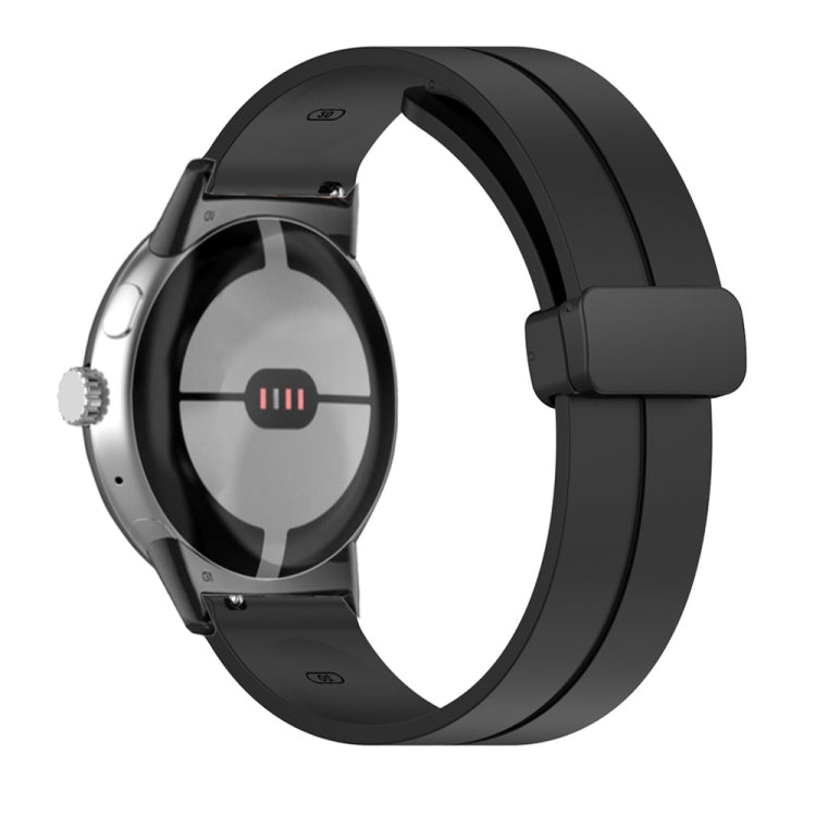 Black silicone watch band with folding buckle for 41mm smart watch