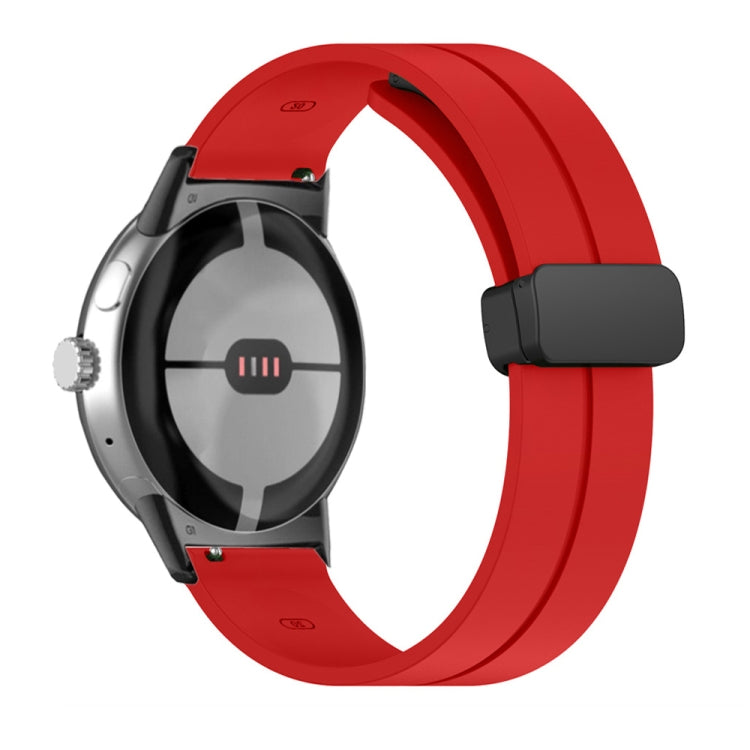 Red silicone watch band with folding buckle for 41mm smart watch