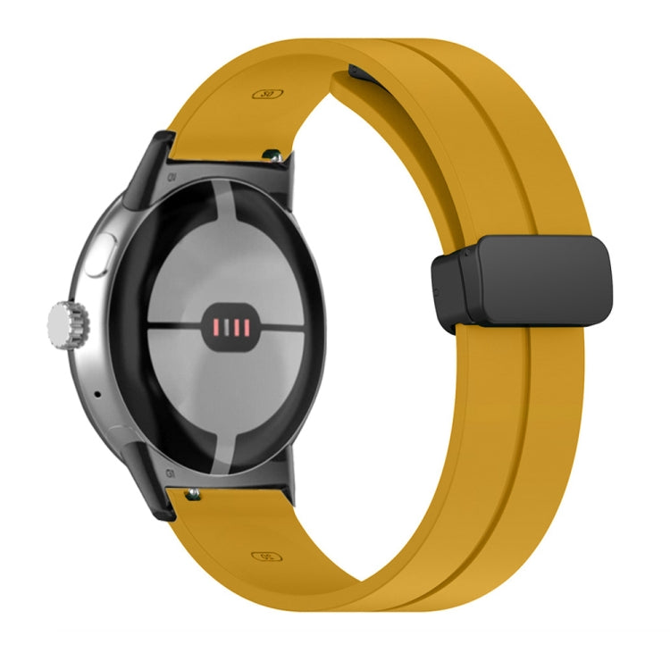 Yellow silicone watch band with folding buckle for 41mm smart watch