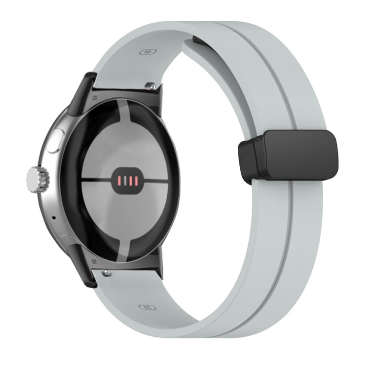 Light gray silicone watch band with folding buckle for 41mm smart watch