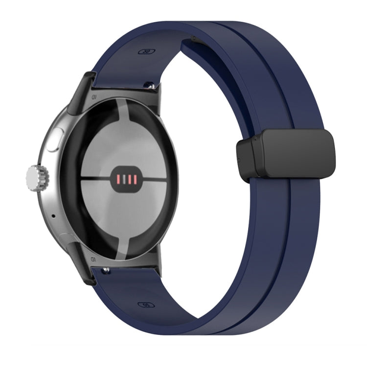 Navy blue silicone folding buckle watch band for 41mm Google Pixel Watch