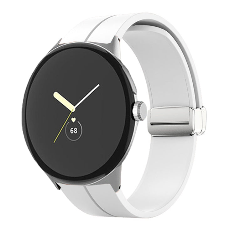 White silicone folding buckle watch band for 41mm Google Pixel Watch